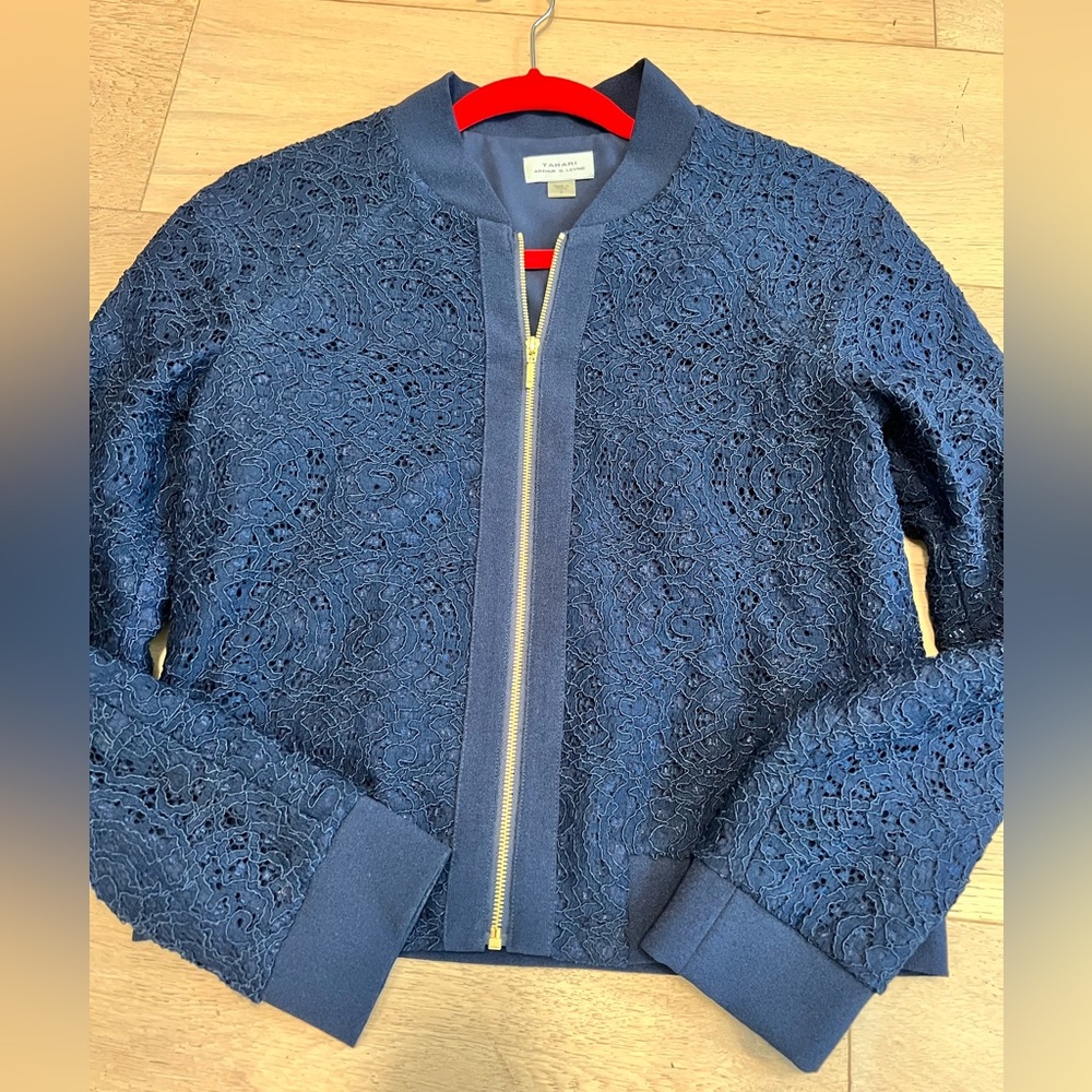 Tahari Asl lace zip up jacket